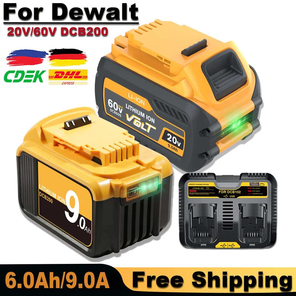 60V 9.0Ah High-Capacity Dewalt Battery Replacement for Maximum Tool Performance