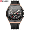 CURREN Men's Colorful Multi-Functional Tonneau Quartz Watch