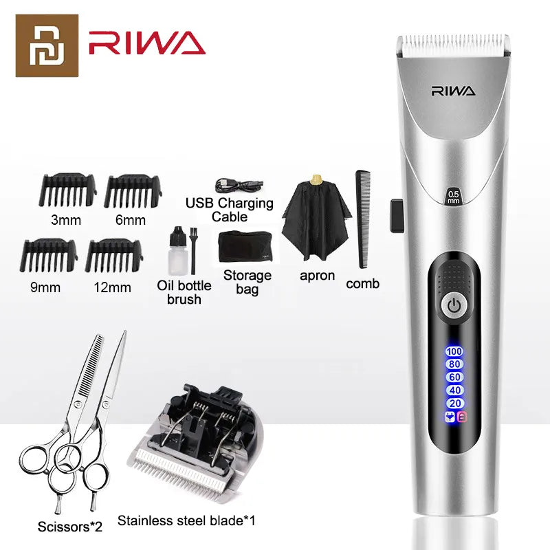 RIWA Men's Electric Hair Clipper: LED Trimmer - Powerful, Washable Steel Head  ourlum.com   