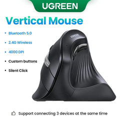 UGREEN Bluetooth Vertical Mouse: Ergonomic Wireless Mice for MacBook Tablet