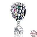 Heart Shaped Sterling Silver Charm Bead - Zircon Adorned Pandora Bracelet Pendant  ourlum.com PAC001-1  