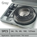 Woodworking Hole Saw Set Drill Bit Kit: Precision Tool for Various Boards & Metal  ourlum.com Gray 5PCS 64-127mm  