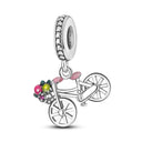 Pink Silver Plated Butterfly Flower Charm Beads for Jewelry