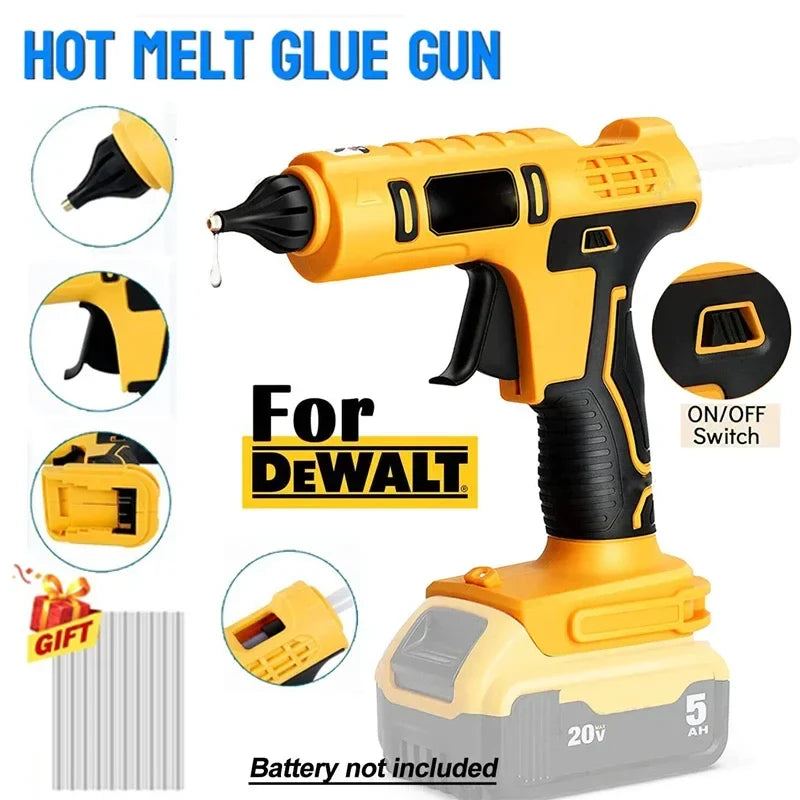 Cordless Hot Glue Gun with Anti-Scald Nozzle & 10 Sticks for DIY Crafts & Repairs