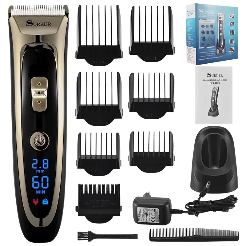 Professional Barber Electric Hair Trimmer LED display Men Clipper Titanium Ceramic Blade Hair Cutting Machine Hair cutter