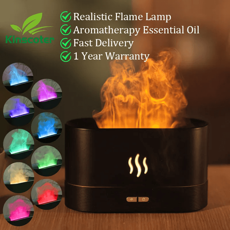 TranquilBreeze Essential Oil Diffuser with LED Flame Lamp  ourlum.com   