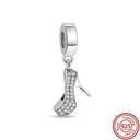 Crown Flowers Heart Silver Bead Charm Elegant Pandora Accessory