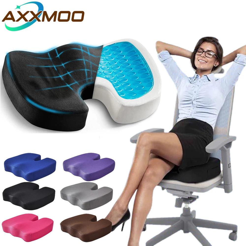 Memory Foam Coccyx Cushion for Back Pain Relief – Portable Gel Seat for Car, Office & Travel