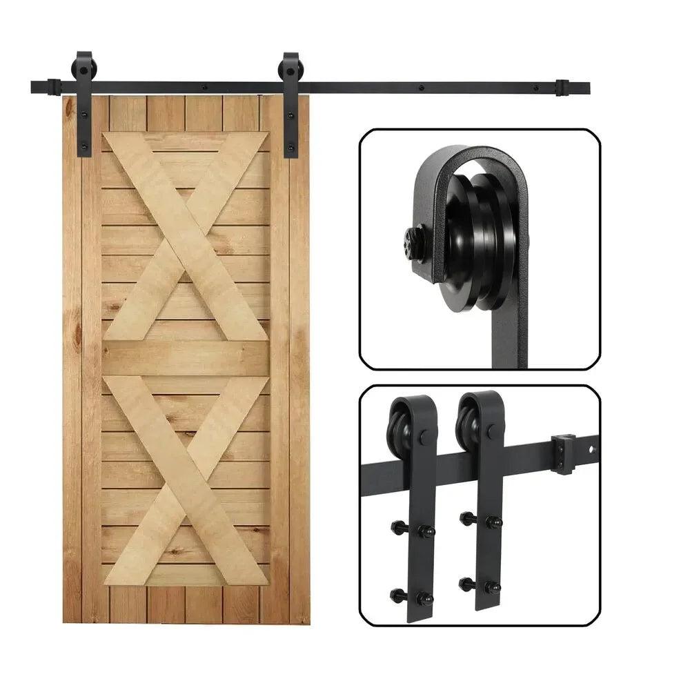 US 6.6FT/8FT/10Feet Sliding Barn Door Hardware Modern Closet Hang Style Track Rail Sliding Kit Barn Door Sliding