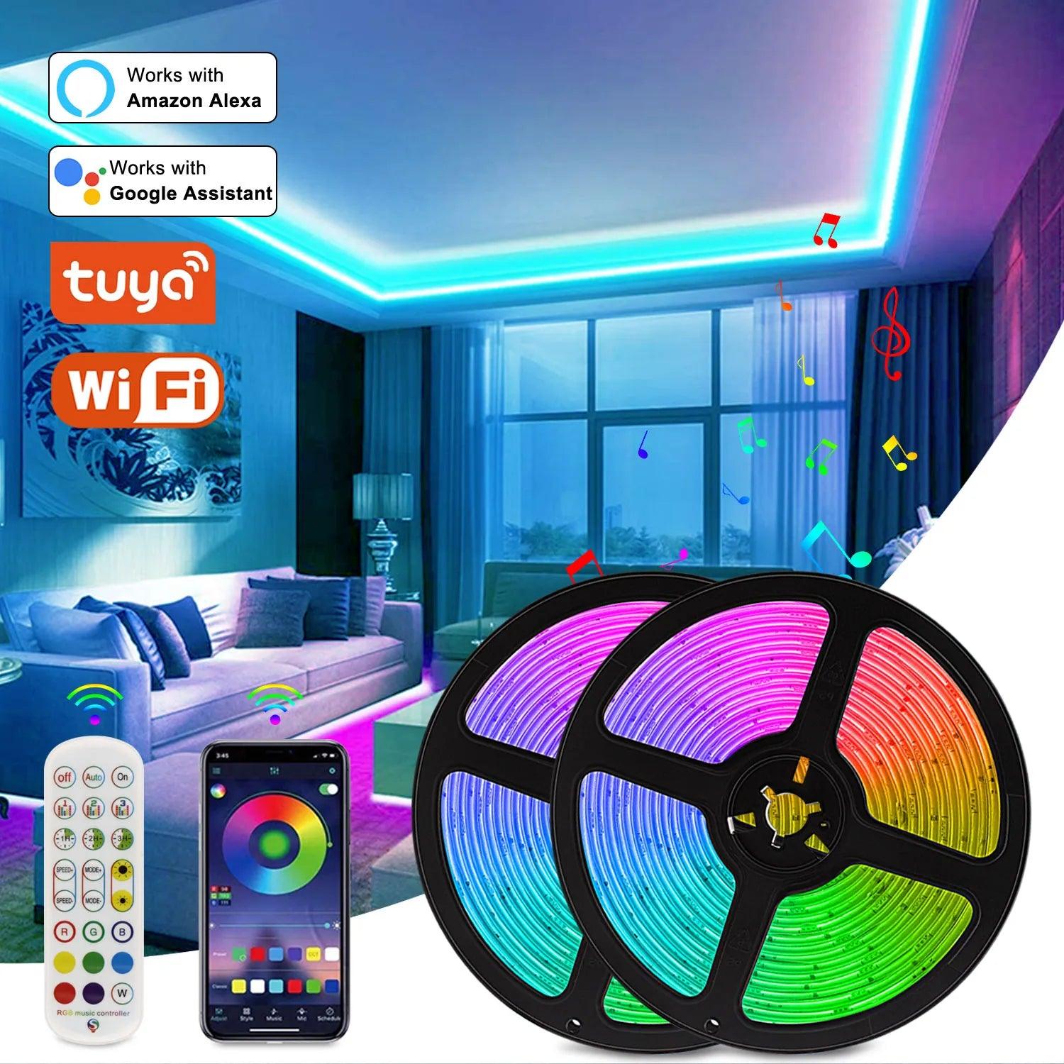 Smart RGB LED Strip Lights: Vibrant Colors, WiFi Control & Alexa Voice - Easy Setup & Energy Saving  ourlum.com   