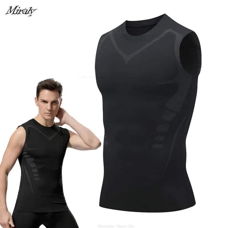 Men's Ionic Compression Shaping Vest - Ice-Silk Slimming Body Shaper Tank Top for Fitness