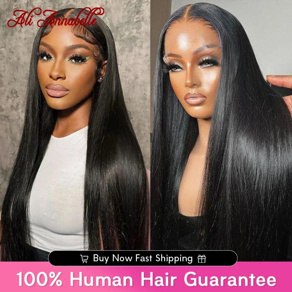 Premium Quality Ali Annabelle Straight Lace Frontal Human Hair Wig - Natural Look and Comfortable Fit  ourlum.com 4x4 Lace Closure CHINA 14inches | 180Density