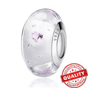 Colorful Heart Murano Glass Charm - Sterling Silver Pandora Jewelry Piece  ourlum.com LLZ012-WH  