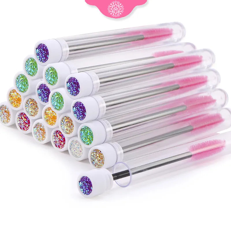 10pcs Pink Eyelashes Brushes Reusable Eyebrow Brush for Eyelash Extension Crystal Eyelash Brush Mascara Tube Make Up Hot Sales  ourlum.com   