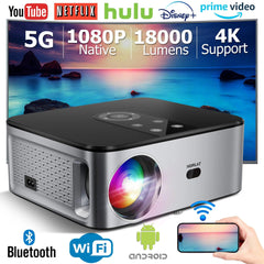 4K Android LED Projector - 18000 Lumens, WiFi, Bluetooth, Auto Keystone - Home Theater Experience