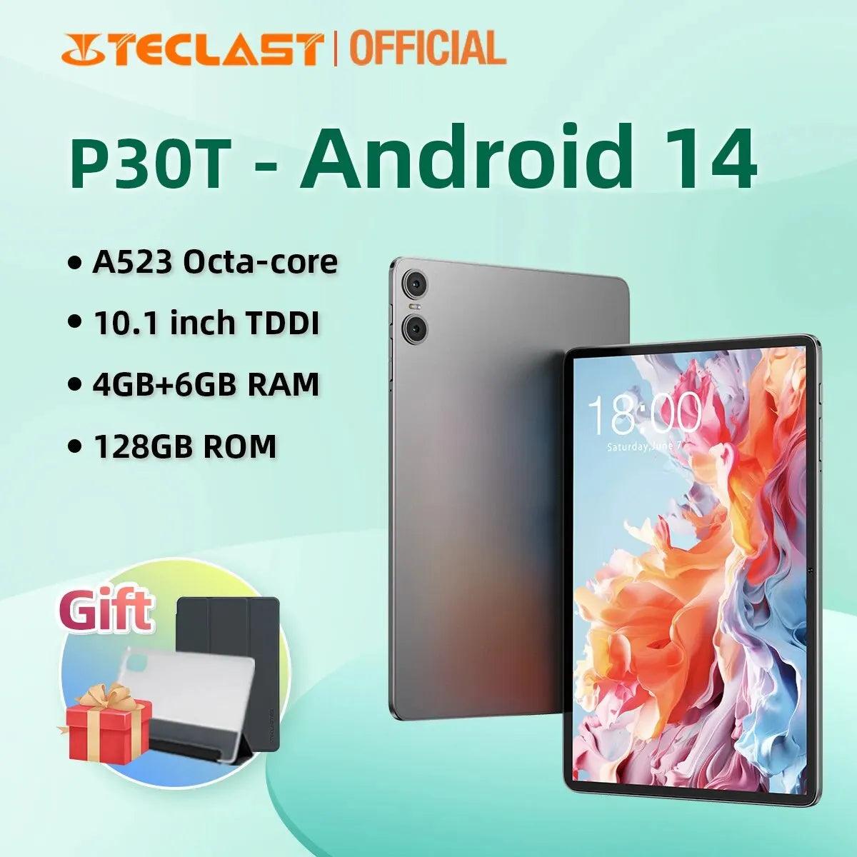 Teclast P30T Android 14 Tablet 10.1" Incell Fully Laminated A523 8-core 4GB+6GB RAM 128GB ROM Wi-Fi 6 Type-C 6000mAh 3.5mm Jack  ourlum.com Teclast P30T  