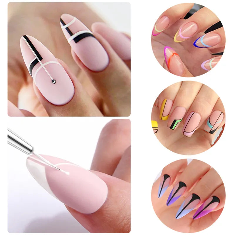 5/7/9mm 11/15/20mm Nail Brush Acrylic French Stripe Line Painting Drawing Flower Pen Gel UV Polish Marble Handle Manicure Tools  ourlum.com   