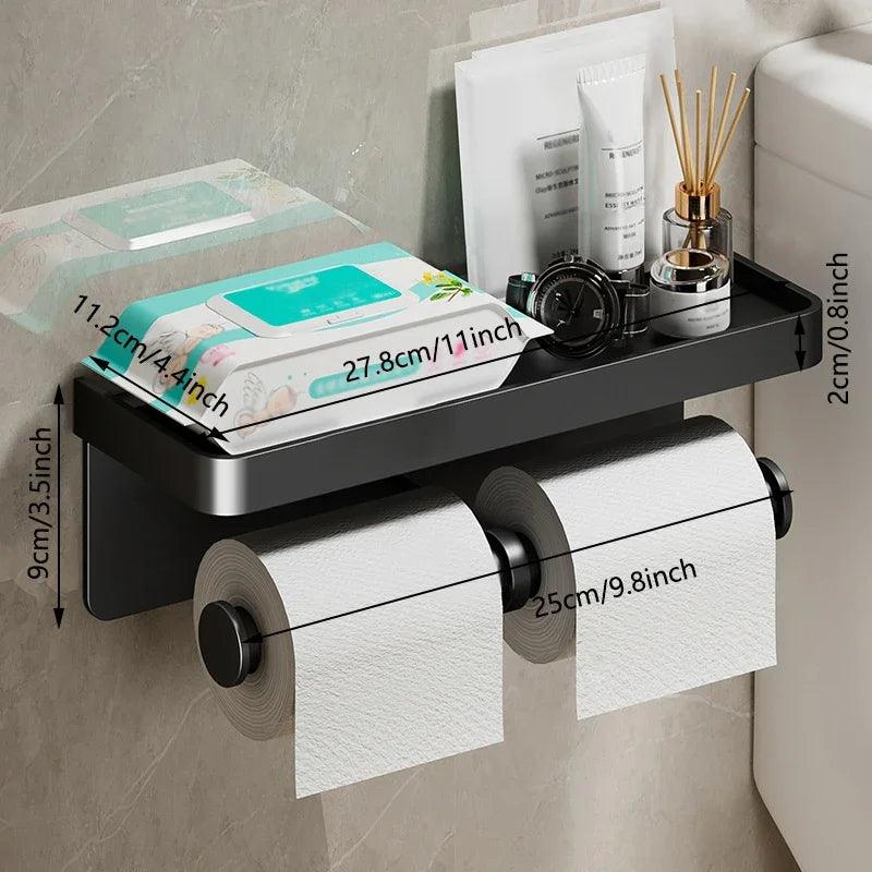 Aluminum Toilet Paper Holder: Durable Bathroom Tissue Rack - Black/Silver Options  ourlum.com   