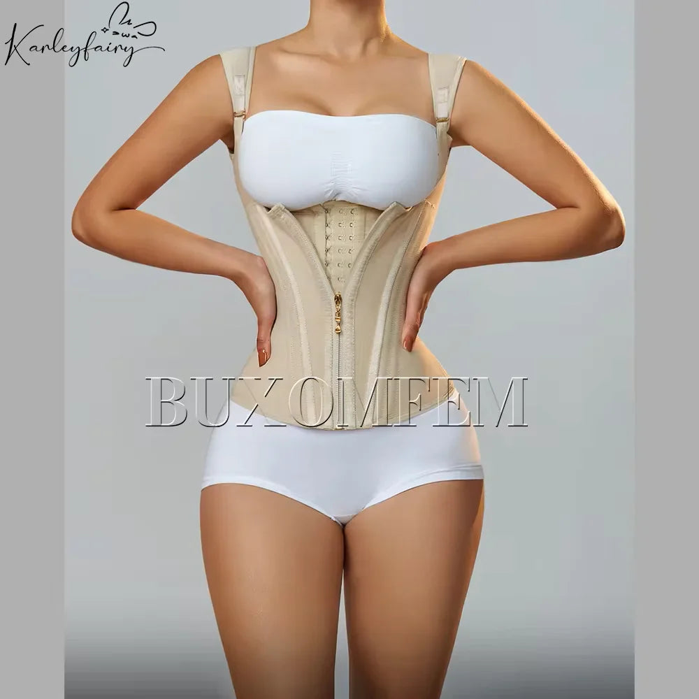 Fajas Colombians Girdles with Row Buckle and Zipper Unique Postpartum BBL Corset Binder Waist Body Shaper for Women Post Surgery