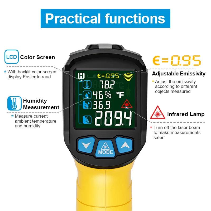 Infrared Thermometer Gun: Industrial Temperature Meter with LCD Display  ourlum.com   