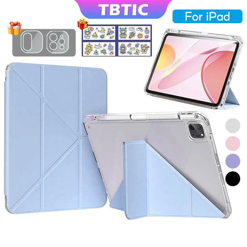 TBTIC Transparent Case For iPad  Mini 6 Air 5 4 10.9 Pro 11 10th 9th 8th Gen 7th 10.2 6th 5th 9.7 Tablet Case With Pencil Holder