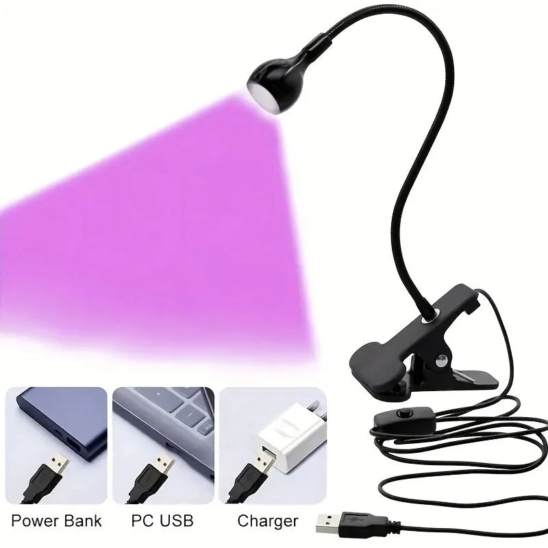 Purple Light Multifunctional High Quality Manicure UV Glue Curing Lamp with Clip and Switch USB Lamp One Lamp Multipurpose  ourlum.com   