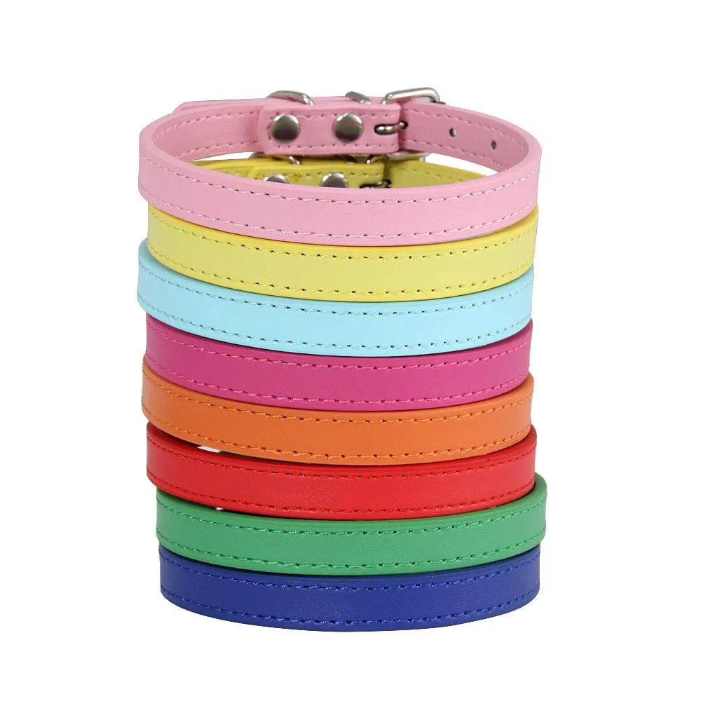 Colorful Leather Pet Collar: Personalized, Padded, Quick Release.  ourlum.com   