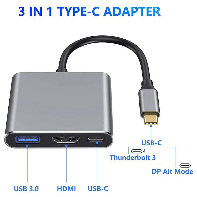 USB Type-C Hub with HDMI and Fast Charging - Portable Multi-functional Docking Station  ourlum.com   