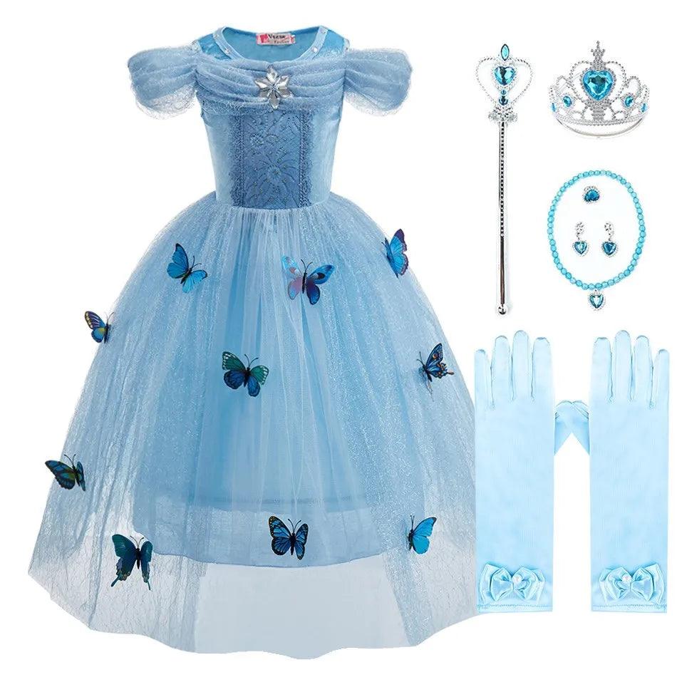 Enchanting Princess Dress for Girls - Cinderella, Anna, Elsa, Snow White Costume for Cosplay and Parties  ourlum.com C Dress Set 7T 