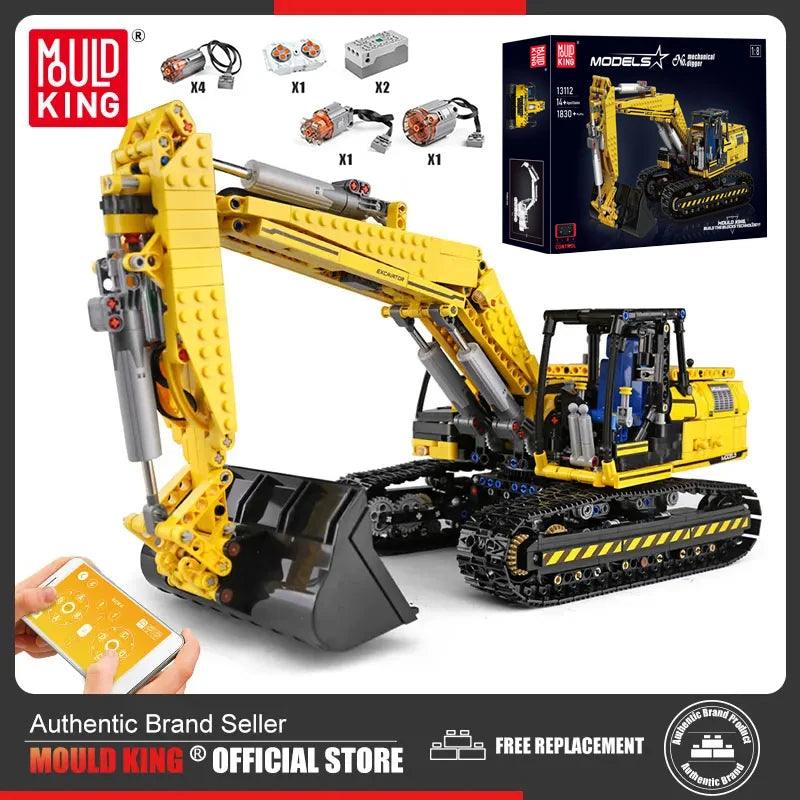 Motorized Excavator Building Kit for Kids - Remote Control Engineering Fun