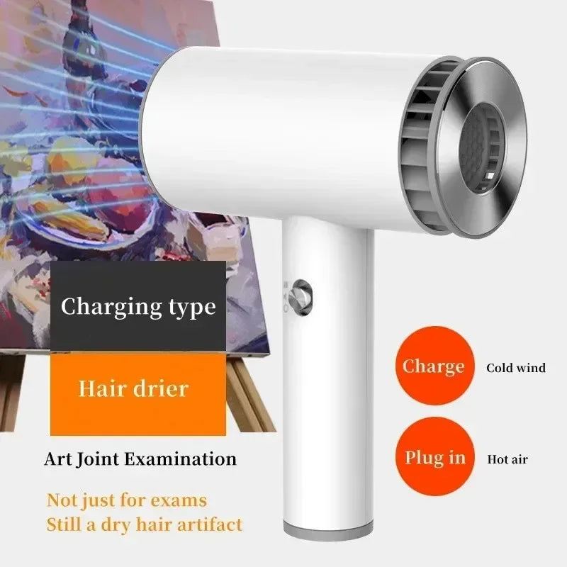 Portable Wireless Hair Dryer Travel Fast Dry Hair Lithium Battery Rechargeable Blow Dryer Art Joint Examination Strong Wind