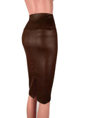 Back Split Black PU Leather Pencil Skirt - Sexy High Waist