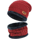 2022 Winter Men Women Thick Beanie Hat Set Wool Neck Scarf