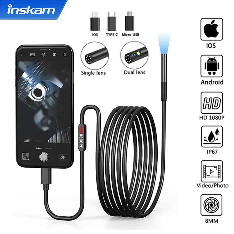 INSKAM Endoscope Camera: Waterproof Borescope for iPhone & Android  ourlum.com   