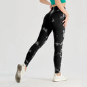 Tie Dye Bleach Yoga Leggings Sculpting Tummy Control Butt Lift