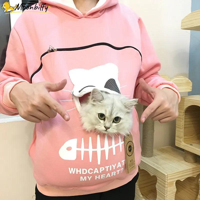 Cat Lover's Kangaroo Pouch Hoodie - Pet Paw Pullover with Cuddle Pocket  ourlum.com   