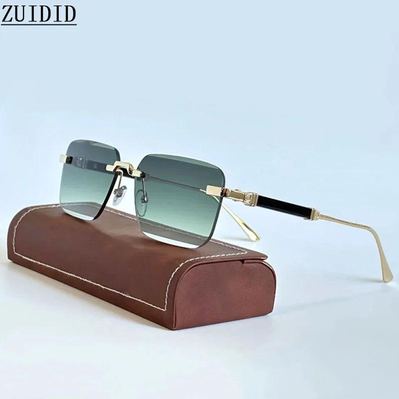 Stylish Rimless Square Sunglasses for Men and Women - Luxury Vintage UV Protection Eyewear 2024