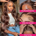 Chocolate Brown Brazilian Human Hair Lace Front Wig 22 Inch