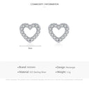 Modian Authentic 925 Sterling Silver Heart Stud Earrings