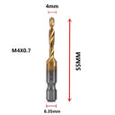 Hex Shank Titanium Plated HSS Tap Drill Bit Set for Metalworking