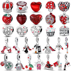 Red Heart Sterling Silver Pandora Bracelet Charms - Luck & Love Gift