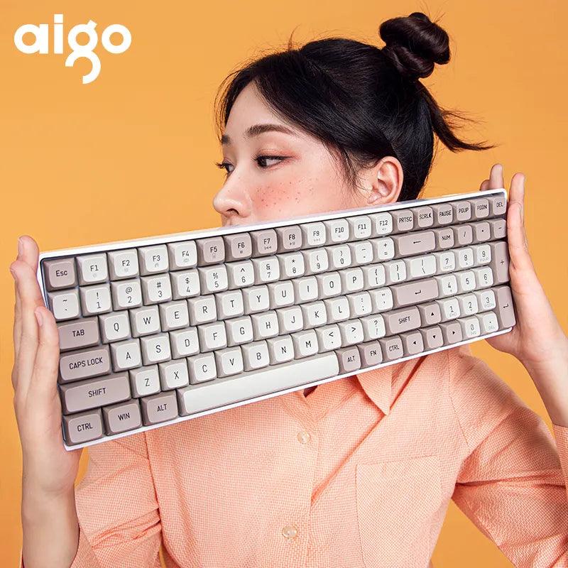 Aigo A100 Rechargeable Wireless Mechanical Keyboard: Customizable Blue Switches  ourlum.com   