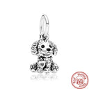 Sterling Silver Puppy Family Zircon Pendant For Dog Lovers