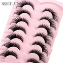 NEW 7Pairs Lashes manga Lashes 3D Clear Band Lashes Natural Look Wispy Mink Eyelashes Fluffy Cat Eye Lashes Pack Fake Eyelashes  ourlum.com 7pairsLF12  