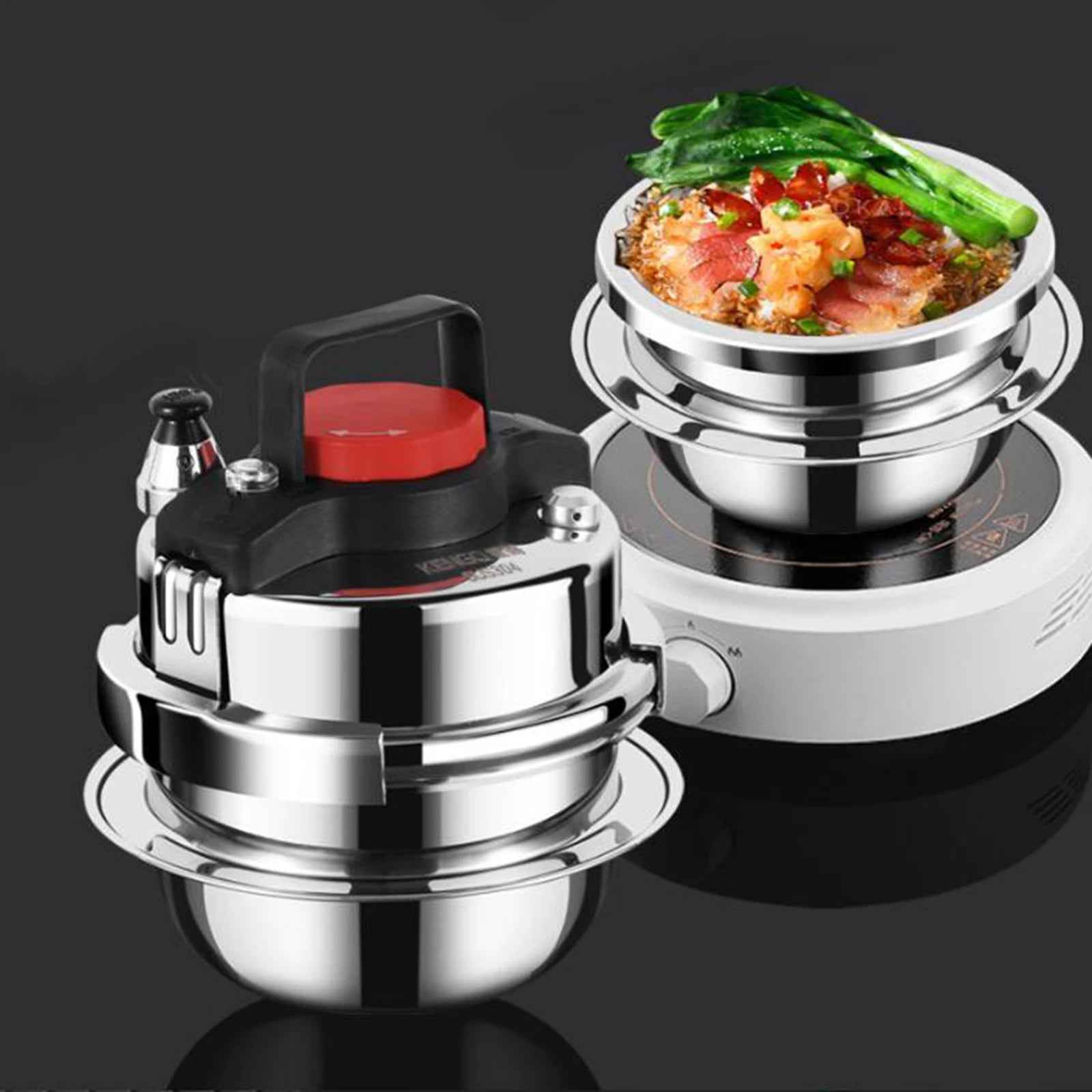 Portable Mini Pressure Cooker - 304 Stainless Steel Quick Cooking Pot for Camping and Home Use