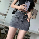 Lucyever Korean High Waist Denim Mini Skirt Flattering Fit