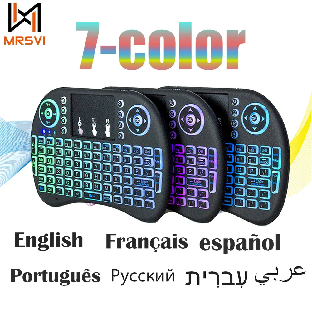 Wireless Air Mouse Keyboard with Touchpad - Multilingual Backlit Mini Keyboard for PC Android TV Box  ourlum.com   
