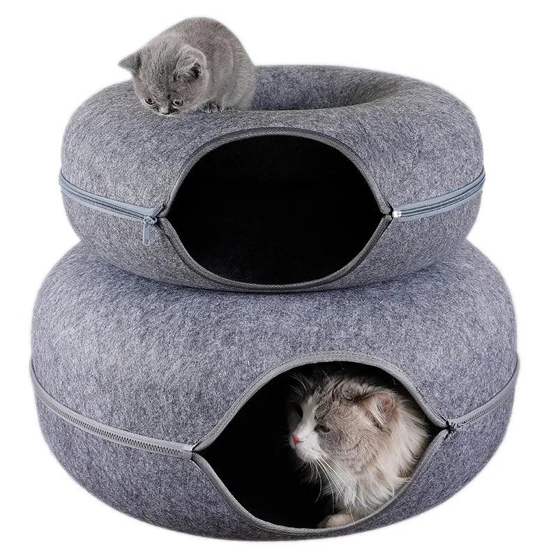 Interactive Donut Cat Bed & Tunnel Combo for Playful Cats  ourlum.com   