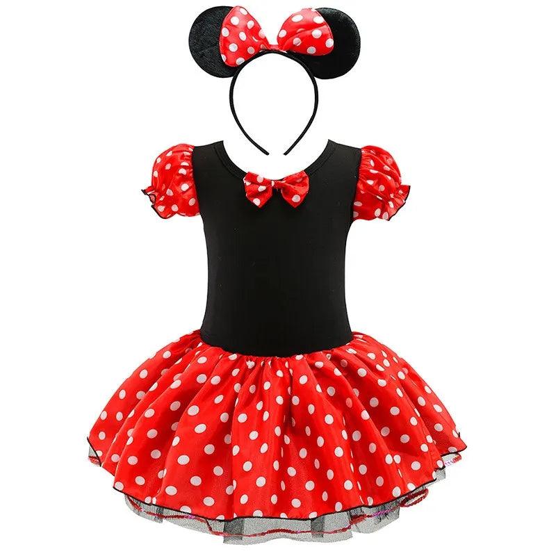 Minnie Mouse Polka Dot Birthday Dress for Toddler Girls  ourlum.com Minnie Dress A Red 4T 