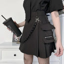 Harajuku Punk Gothic High Waist Patchwork Black Skirt Fashion